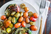 Purple Artichoke and Sausage Sheet Pan Roast