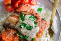Crispy Bacon Salmon with Creamy Tahini