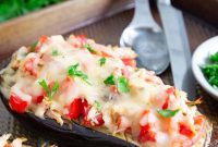 Savory Chicken & Cheese Stuffed Eggplant Bake