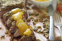 Pistachio-Crusted Flank Steak and Peach Bliss