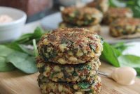 Golden Spinach & Cheddar Quinoa Fritters with Creamy Buffalo Dip