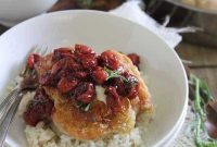 Fried Goat Cheese Chicken with Cherry Tarragon Glaze