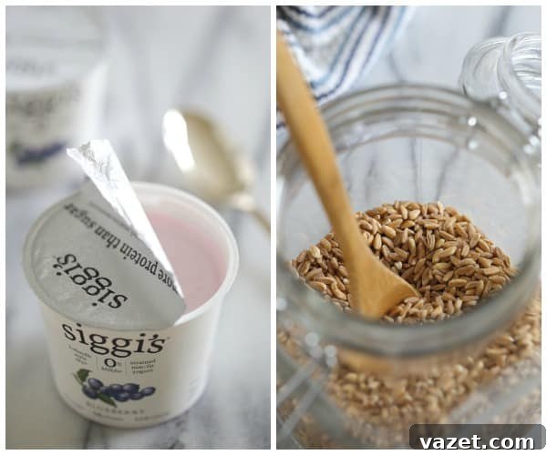 Blueberry farro yogurt breakfast bowl Blueberry farro yogurt breakfast bowl