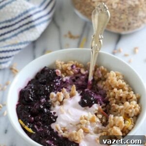 Blueberry Farro Yogurt Power Bowl 2 Blueberry farro yogurt bowl.