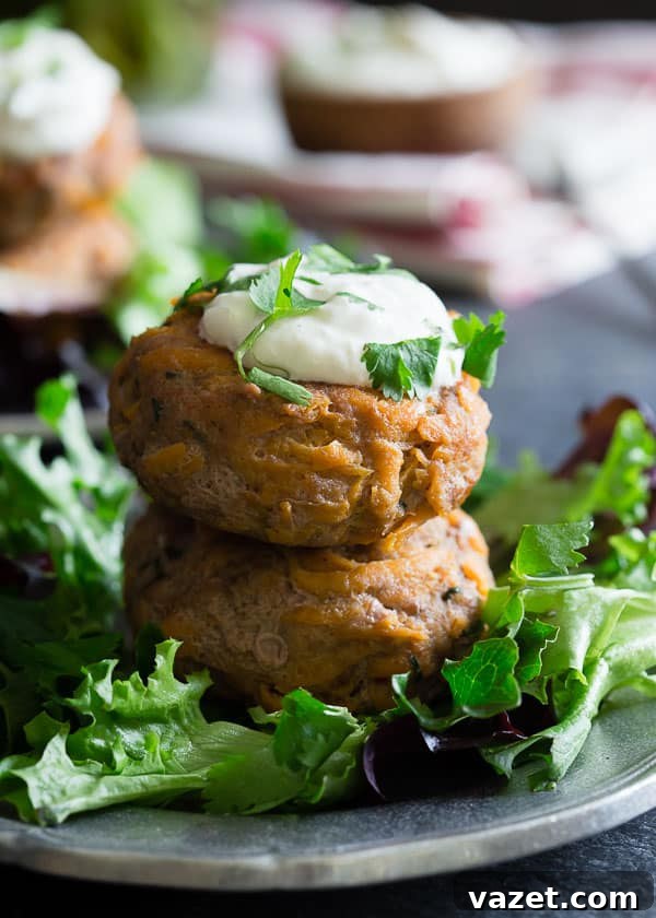 Sweet potato turkey patties Savory sweet potato turkey patties arranged neatly on a serving plate