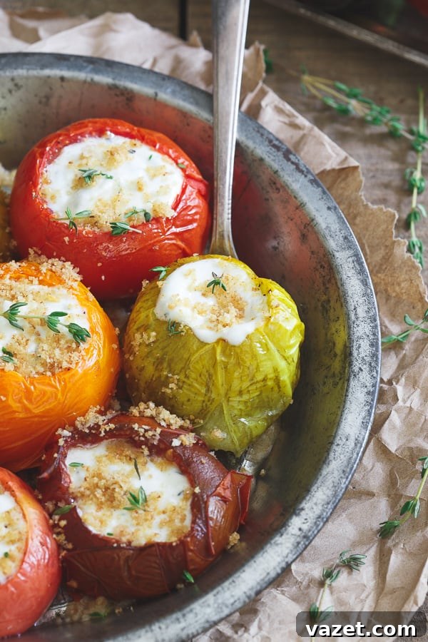 Roasted Goat Cheese Stuffed Heirloom Tomatoes