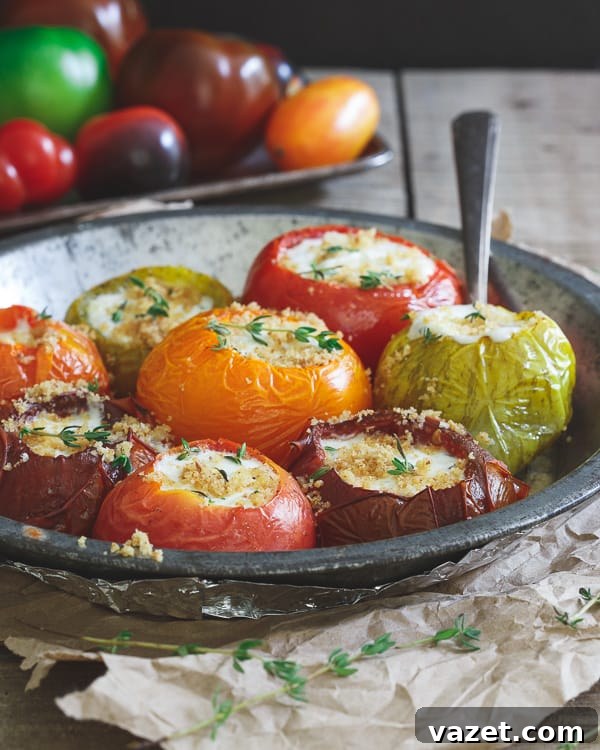 Goat Cheese Stuffed Heirloom Tomatoes