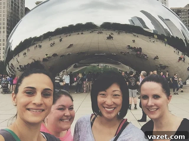 A stunning skyline view of Chicago with The Bean sculpture in the foreground, reflecting the city's vibrant energy.