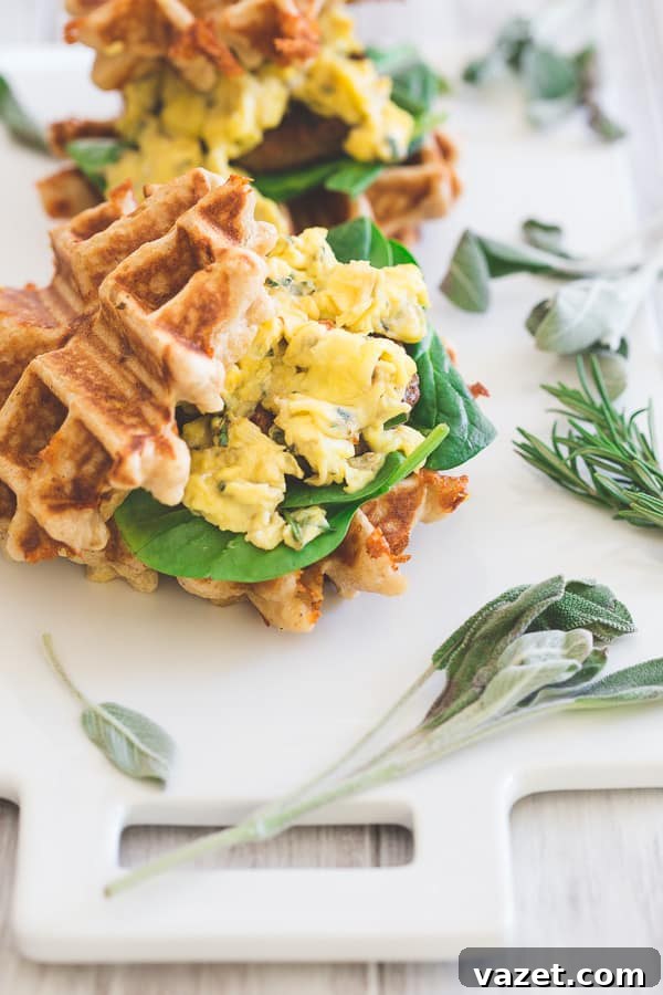 These mini sausage and egg waffle sandwiches are the perfect breakfast or even brinner! Fresh greens, melted cheddar, herbed scrambled eggs and Jones sausage make the perfect bite. These mini sausage and egg waffle sandwiches are the perfect breakfast or even brinner! Fresh greens, melted cheddar, herbed scrambled eggs and Jones sausage make the perfect bite.