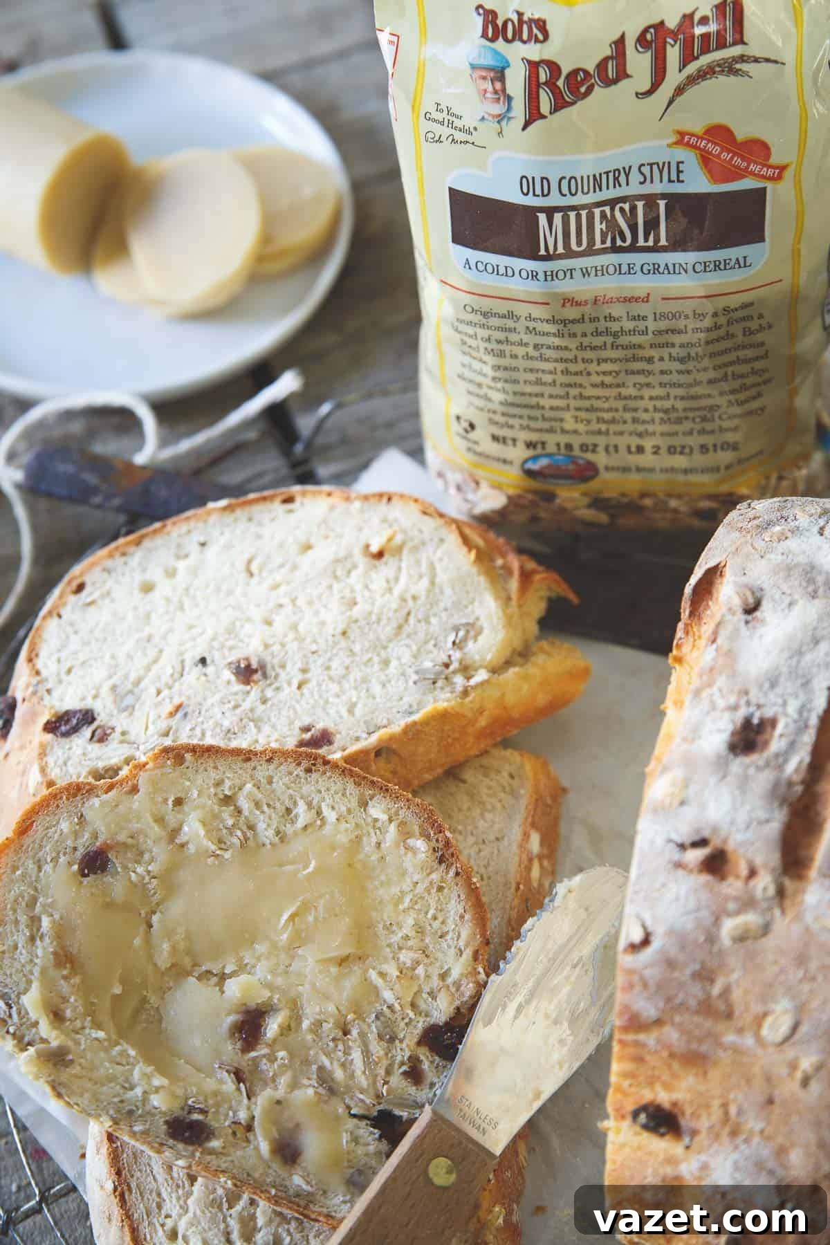 Muesli Loaf 4 Muesli bread served with butter.