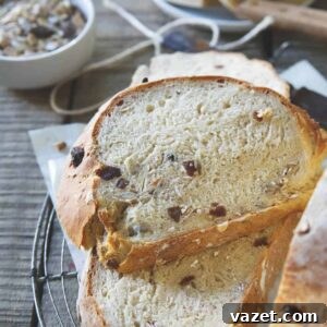 Muesli Loaf 5 Muesli bread on a wire rack.