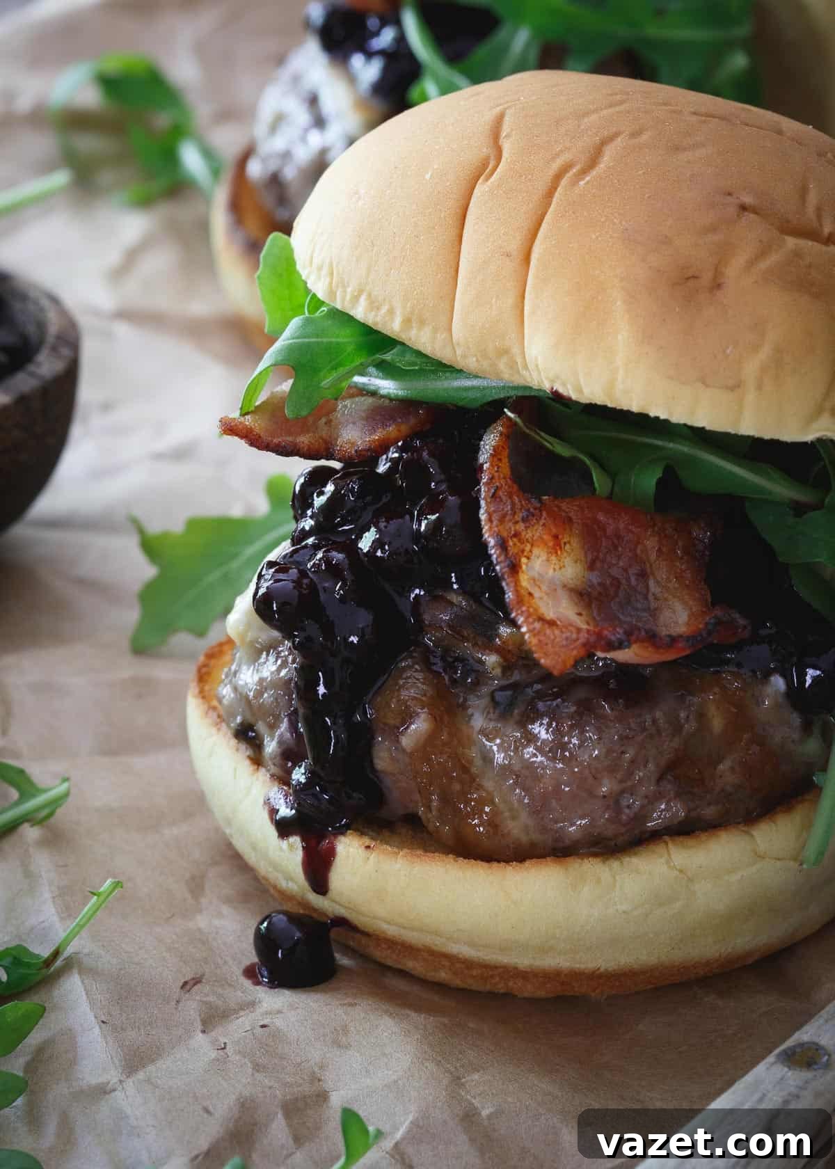 This Blueberry BBQ Brie Burger is one tasty summer bite! This Blueberry BBQ Brie Burger is one tasty summer bite!