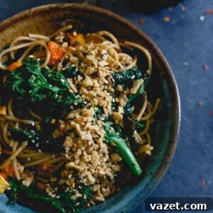 Creamy Almond Butter Fall Pasta with Roasted Butternut Squash and Broccoli Rabe