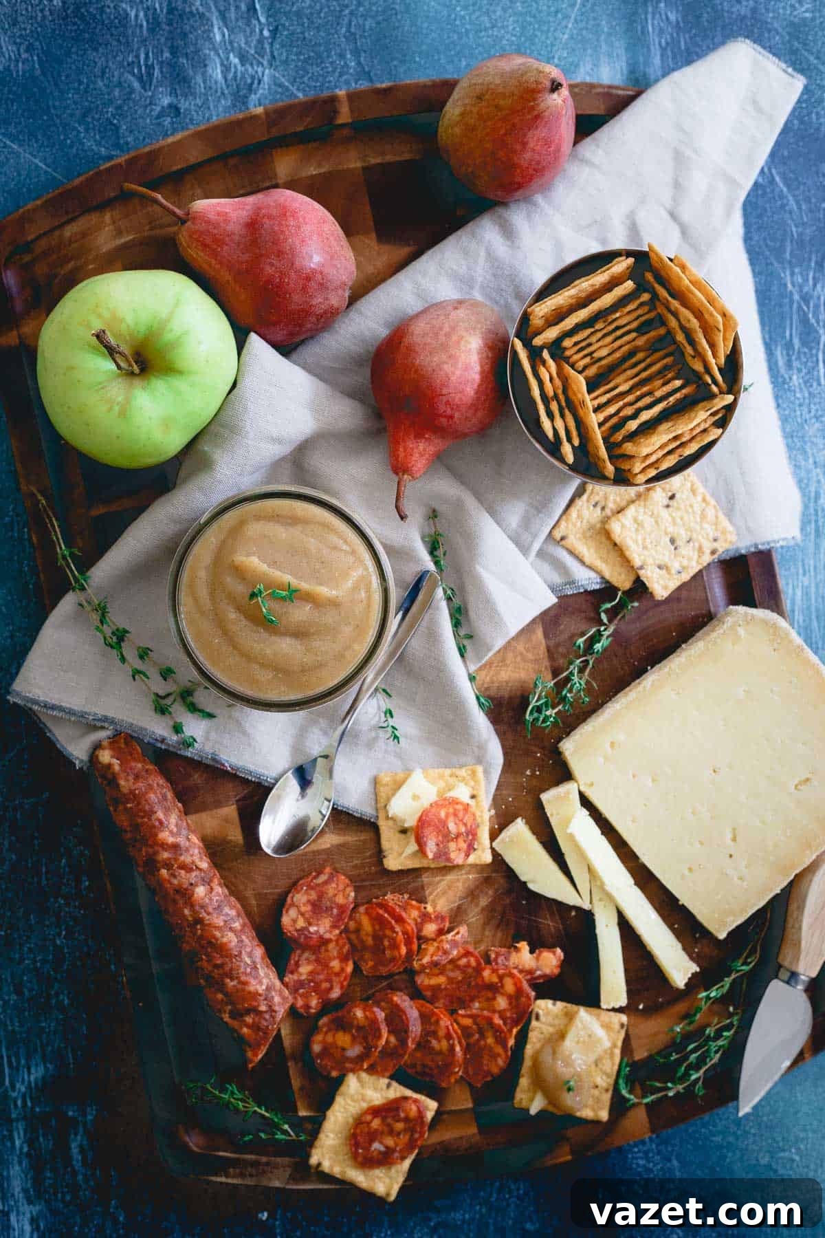 This savory thyme pear apple butter is so simple to make, bursting with fall flavors and pairs deliciously with everything from a dinner roast to an appetizer spread.
