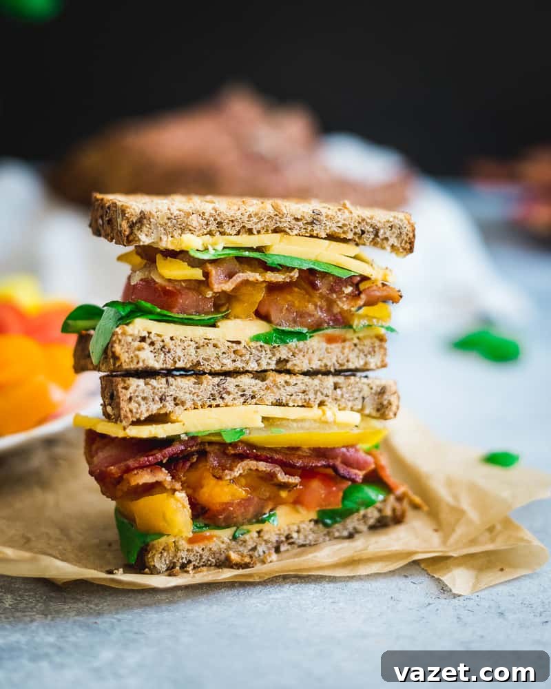 Basil and heirloom tomatoes put a seasonal spin on the classic BLTC (bacon, lettuce, tomato and cheese). Basil and heirloom tomatoes put a seasonal spin on the classic BLTC (bacon, lettuce, tomato and cheese).