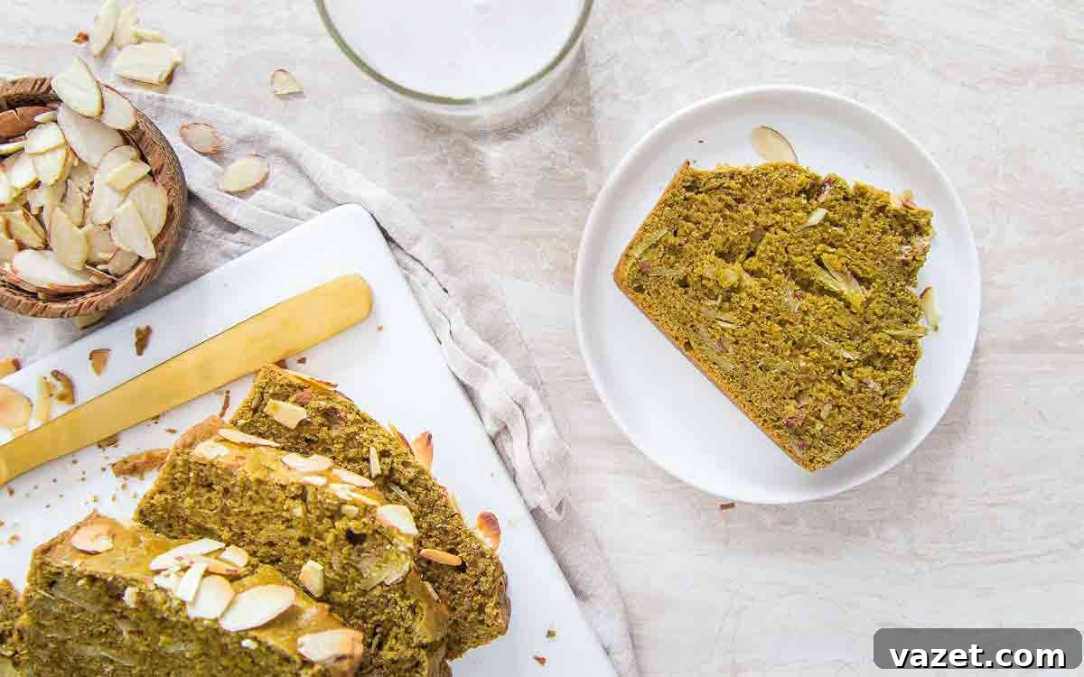 Matcha Bread Matcha bread with sliced almonds