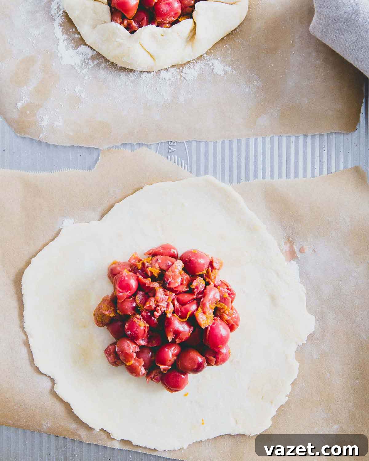 Mini Sour Cherry Galettes for Small Desserts Opt for these mini sour cherry galettes instead of traditional hand pies for a convenient and charming smaller dessert option, perfect for individual servings.
