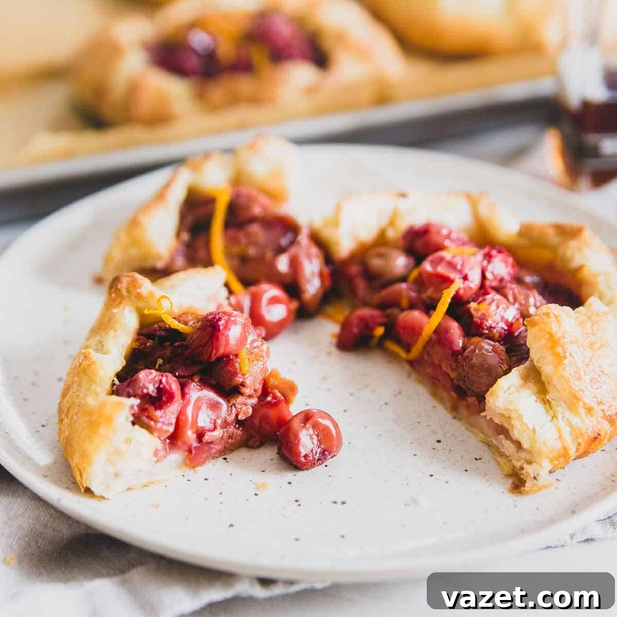Mini Sour Cherry Galettes with Orange and Maple The next time you're craving cherry pie, consider one of these mini sour cherry galettes, infused with orange zest and maple syrup for a delightful twist.