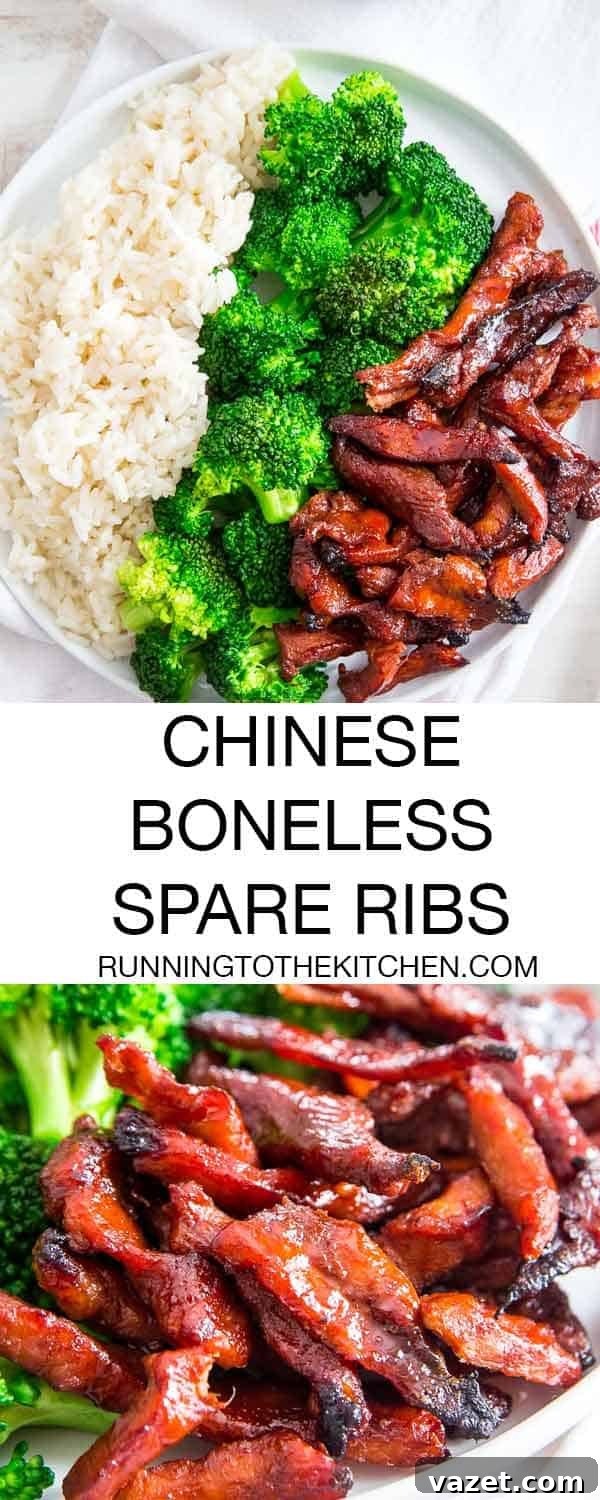 Sweet and Savory Boneless Chinese Ribs 8 Learn how to make Chinese boneless spare ribs at home with a simple marinade and baking technique. These sticky, sweet and crispy pork ribs taste just like the takeout dish!