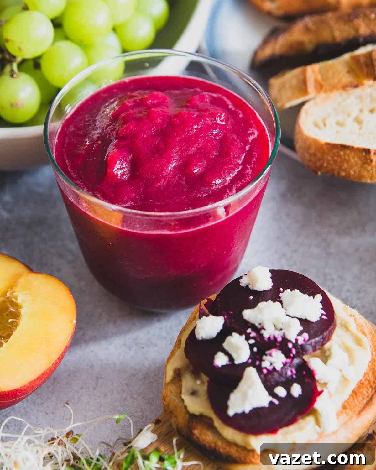 A simple red beet smoothie recipe made with just a few fresh fruits and vegetables, readily available in any grocery store, ensuring a healthy and delicious start to your day.