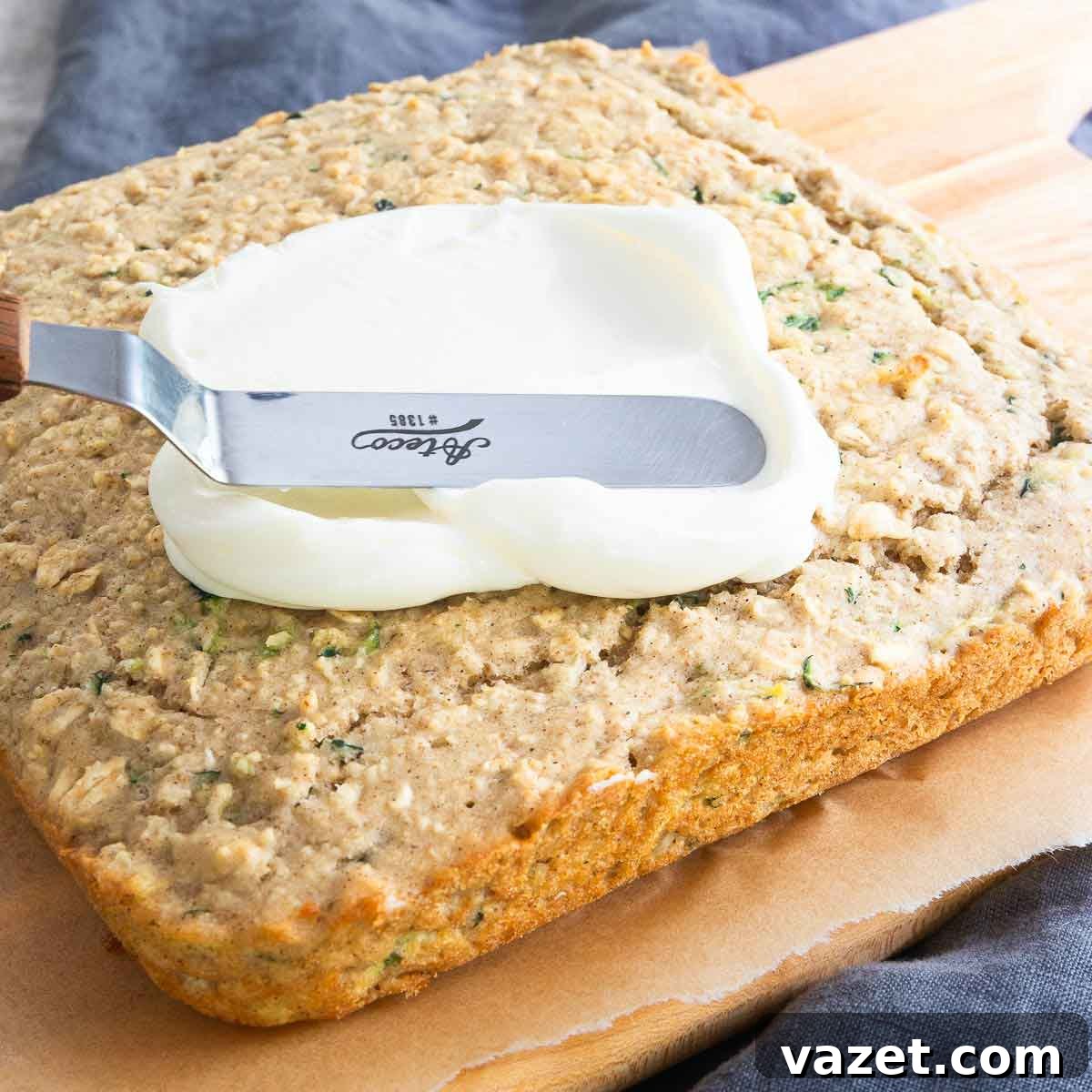 A healthier spin on the classic zucchini bar recipe with cream cheese icing.