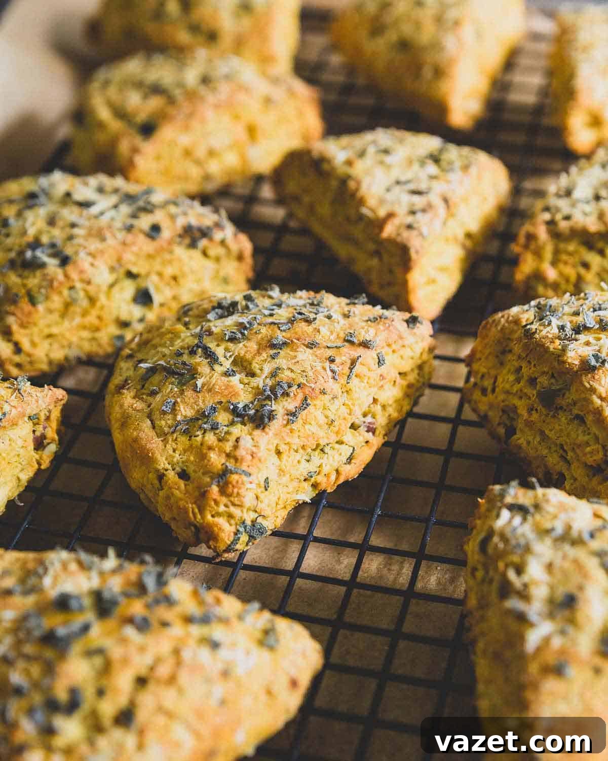 These pumpkin scones take a savory route with fresh herbs and parmesan cheese. They're a great alternative to biscuits or bread during the holidays! These pumpkin scones take a savory route with fresh herbs and parmesan cheese. They're a great alternative to biscuits or bread during the holidays!