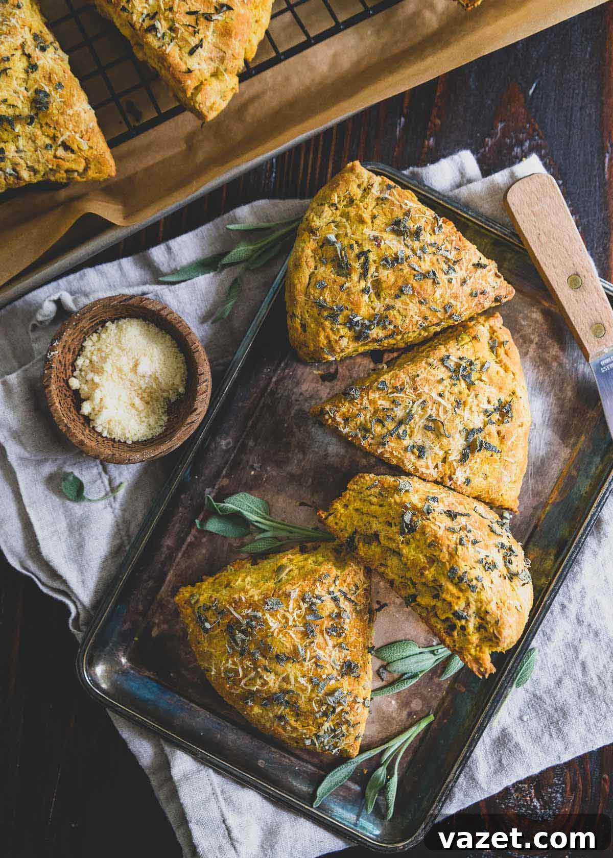 Savory pumpkin scones make a great addition to your Thanksgiving holiday menu! Savory pumpkin scones make a great addition to your Thanksgiving holiday menu.