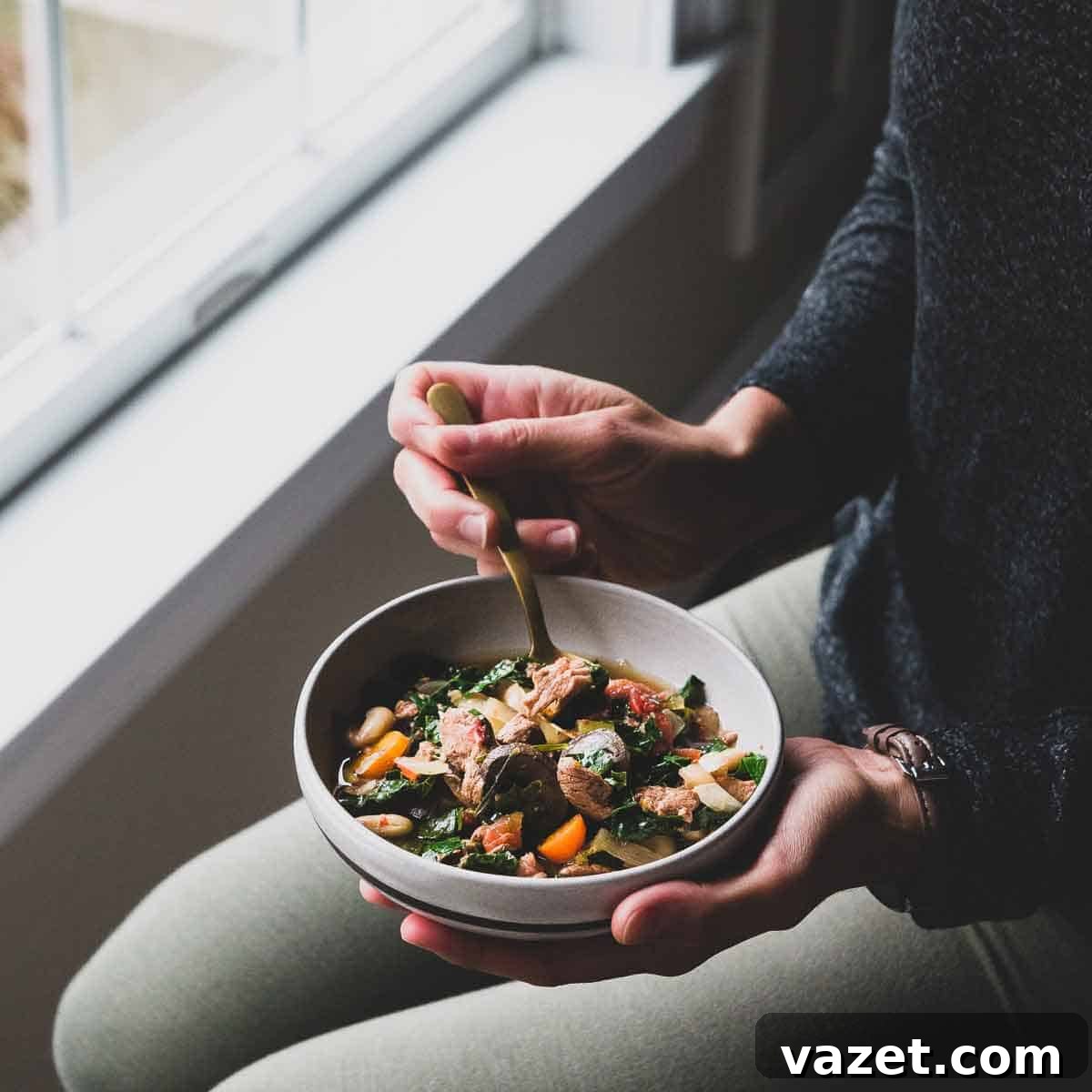 Lamb, white bean and kale slow cooker stew recipe.