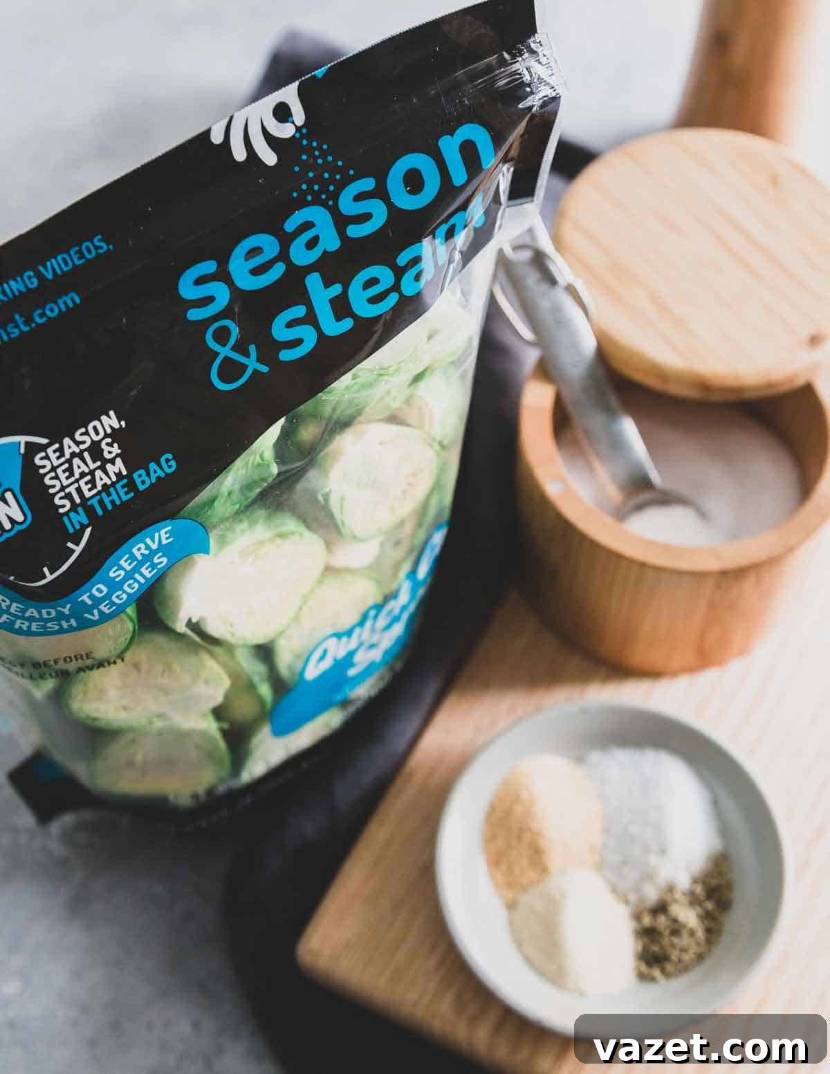 Ocean Mist Farms season and steam bags make it easy to cook these Brussels sprouts in minutes in the microwave.