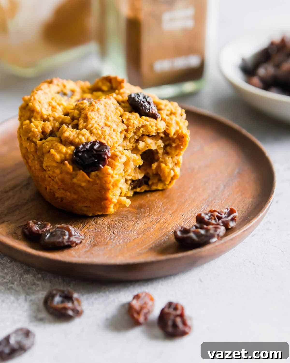Sweet Potato Flour Muffins 4 Bran muffins made with sweet potato puree and packed with raisins.