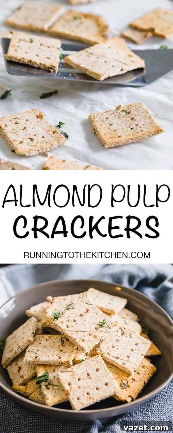 Almond Pulp Crisps 7 Delicious almond pulp crackers recipe in a pin friendly format