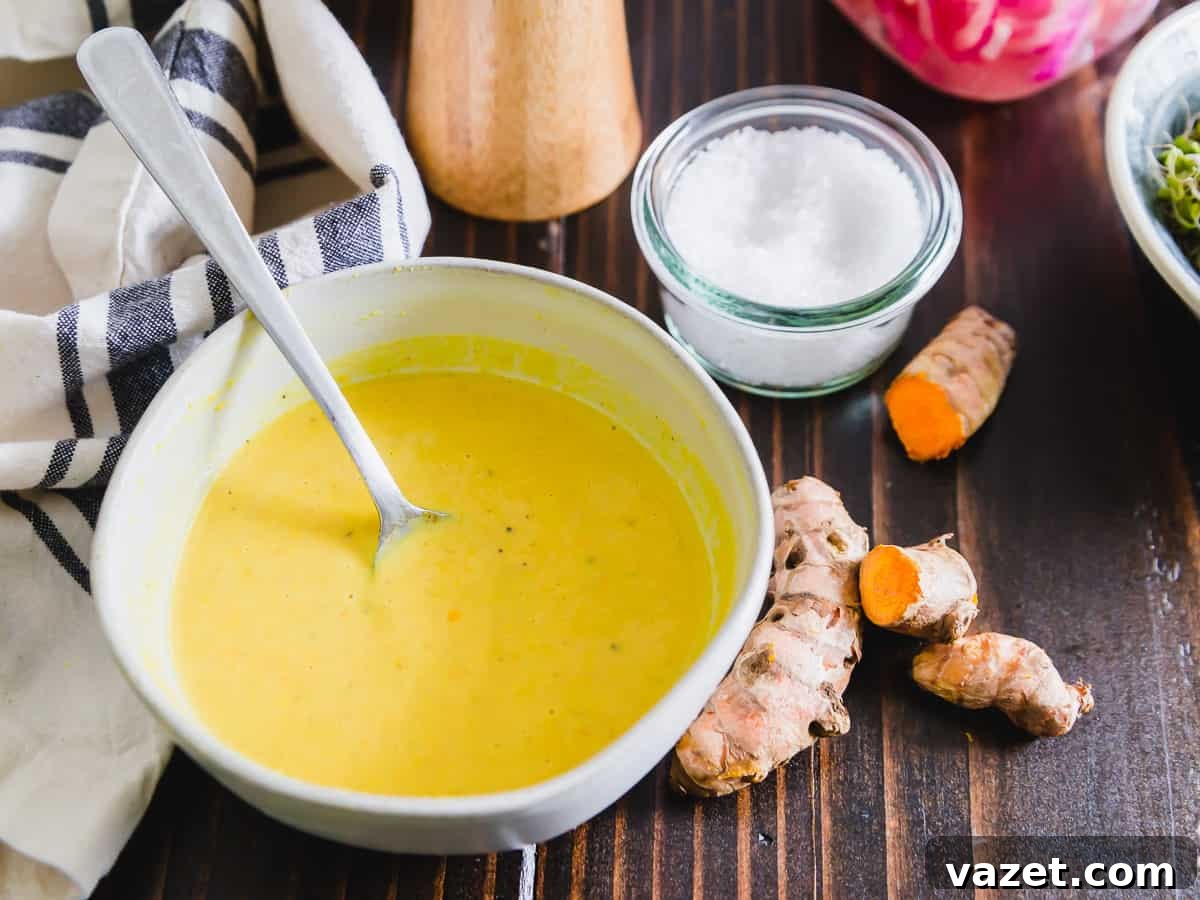 Golden tahini dressing for blueberry white bean salad.