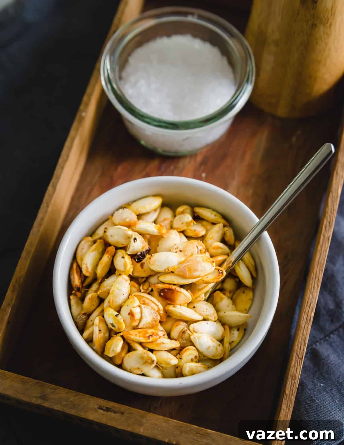 Crispy, golden roasted winter squash seeds seasoned with olive oil, salt and pepper Crispy, golden roasted winter squash seeds seasoned with olive oil, salt and pepper