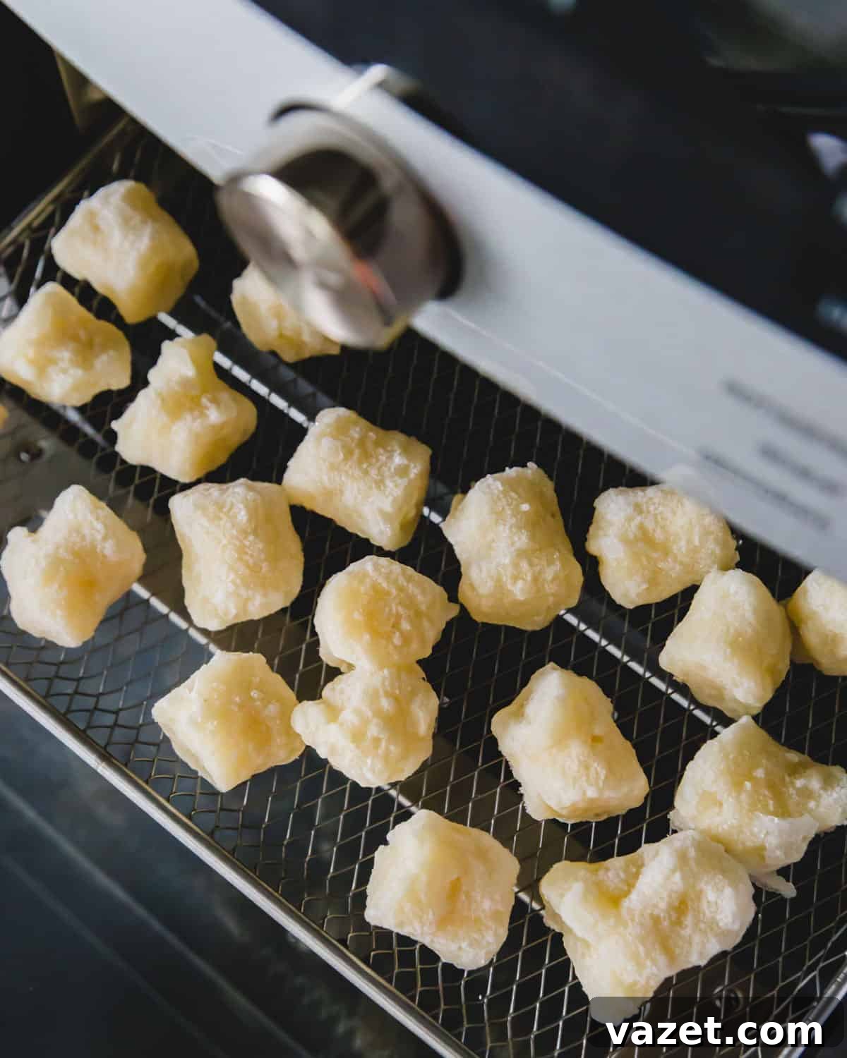 Frozen cauliflower gnocchi is cooked in the air fryer from a frozen state at 400 degrees for 18 minutes. Frozen cauliflower gnocchi is cooked in the air fryer from a frozen state at 400 degrees for 18 minutes.