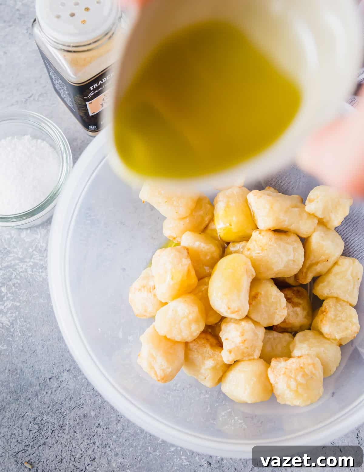 After air frying, cauliflower gnocchi can be enjoyed as a simple main dish by tossing with olive oil, garlic powder and salt. After air frying, cauliflower gnocchi can be enjoyed as a simple main dish by tossing with olive oil, garlic powder and salt.