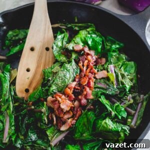Sautéed kohlrabi greens with bacon