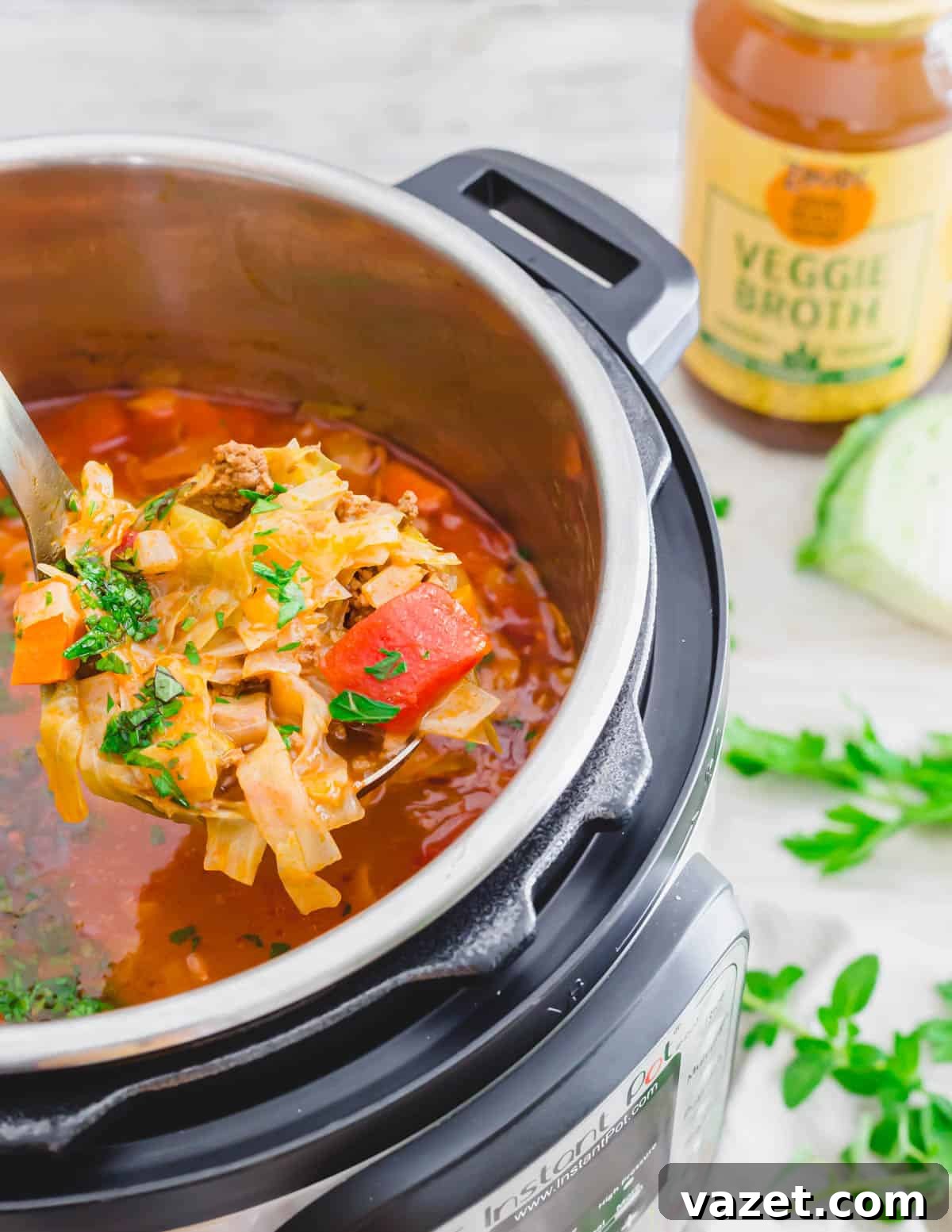 Cabbage roll soup recipe made in the Instant Pot. Cabbage roll soup recipe made in the Instant Pot.