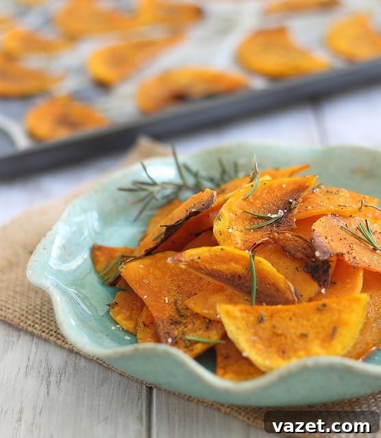 Crispy butternut squash chips close-up