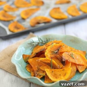 Butternut squash chips on a wooden surface