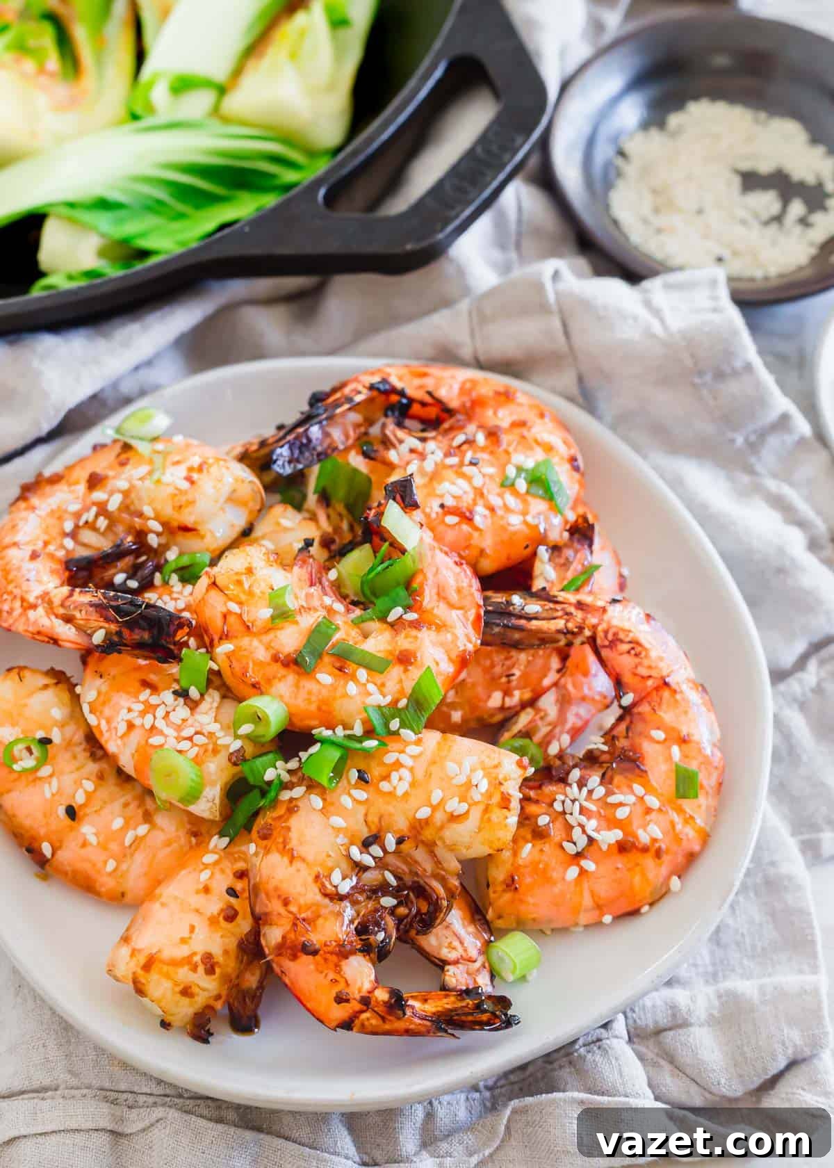 Air-fried frozen shrimp, perfectly cooked and ready to eat, served in a bowl.