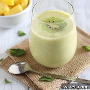 Pineapple kiwi mint smoothie.