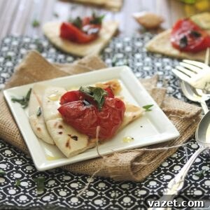 Delicious Roasted Tomato Pita Bread, a perfect end-of-summer snack.