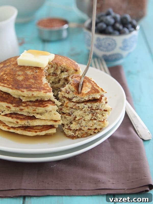 Close up shot of golden brown Meyer Lemon Pancakes.