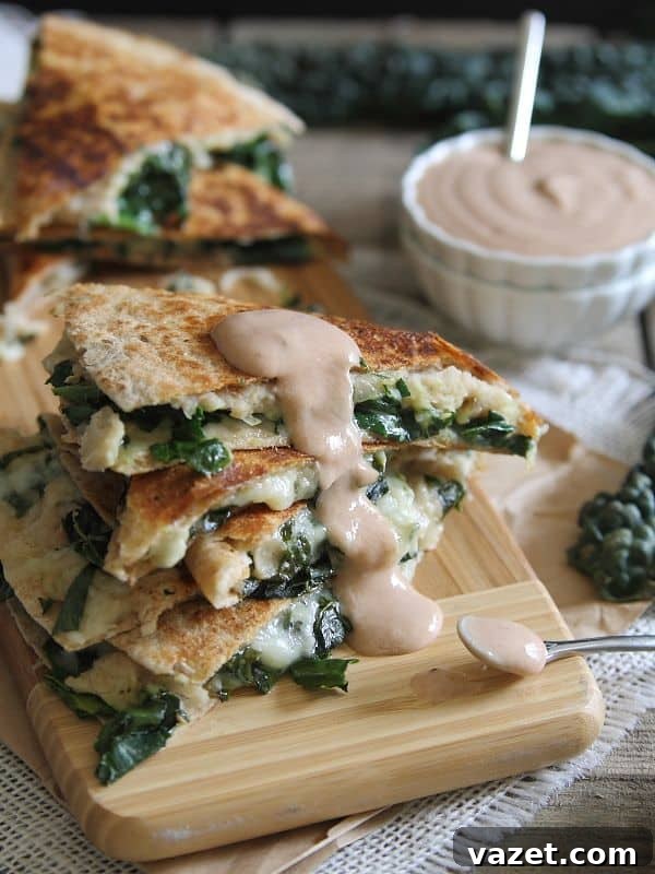 Here's the original and the single, original title: White Bean Kale Quesadillas with BBQ Cream Dip 3 White Bean and Kale Quesadillas with Creamy BBQ Dip