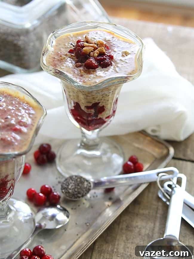 Spiced Pumpkin Chia Parfaits 4 Pumpkin pie chia pudding parfaits with cranberry sauce