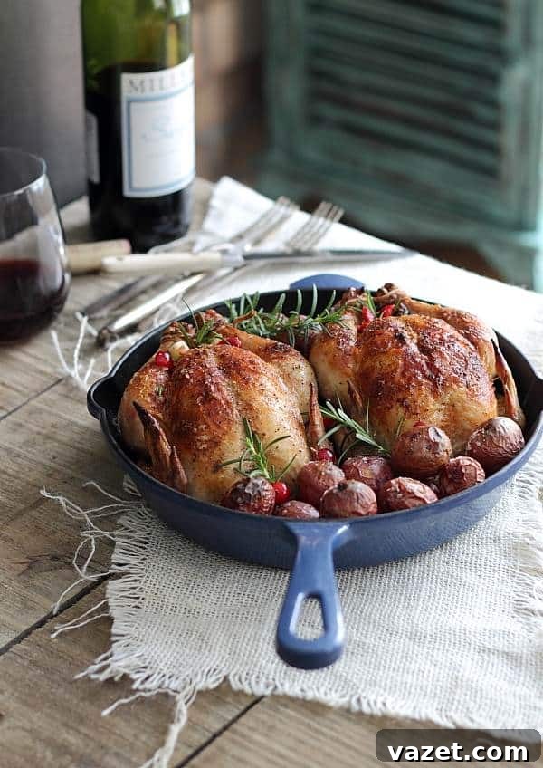 These cranberry apple stuffed cornish hens are roasted in the oven over a bed of red potatoes. It's a simple, elegant fall meal you'll make over and over. These cranberry apple stuffed cornish hens are roasted in the oven over a bed of red potatoes. It's a simple, elegant fall meal you'll make over and over.